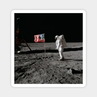 Astronaut and US Flag on Lunar Surface Apollo Moon Landing Magnet