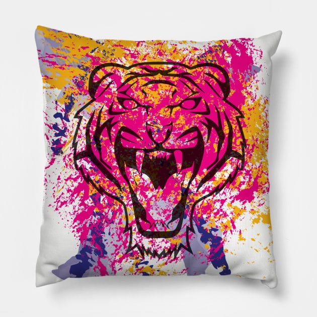 Colorful Tiger Pillow by TheWarehouse