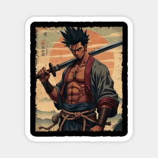 African Samurai Anime Style Illustration Design With Afrocentric Influence Magnet