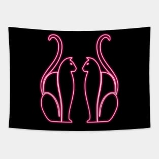 Pink Neon CATS Art Deco Tapestry