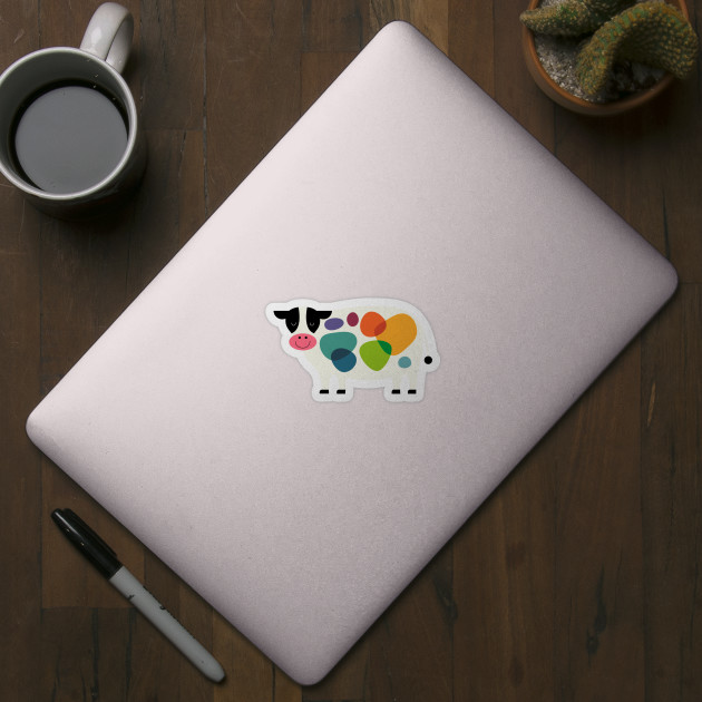 Awesome Cow - Colorful - Sticker