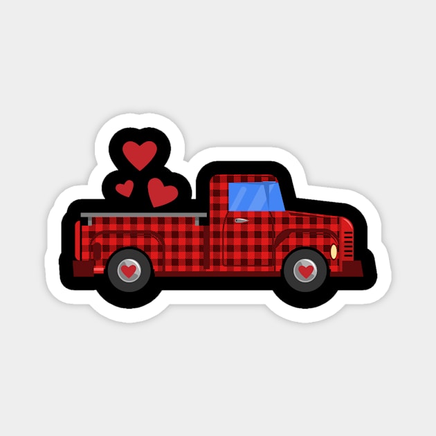 Vintage Truck Buffalo Plaid I Valentine’s Day Valentine Magnet by 2blackcherries