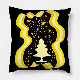 Evergreen Tree Illustration Yellow Pillow