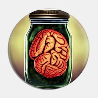 Vintage PIckled Brain in Jar for Halloween Pin