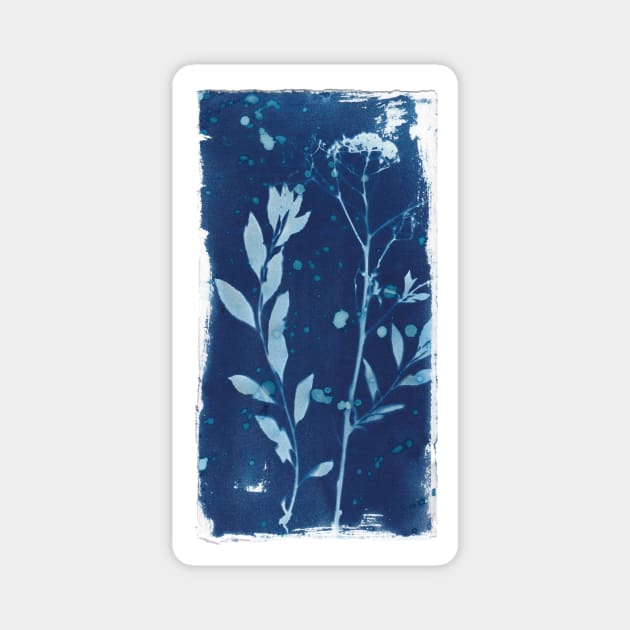 Wildflowers in cyanotype sunprint Magnet by kittyvdheuvel