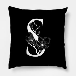 Letter S Monogram - Floral Initial Pillow