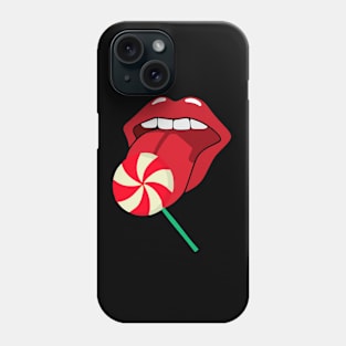 Lollipop red lips. Girly lipstick makeup candy Phone Case