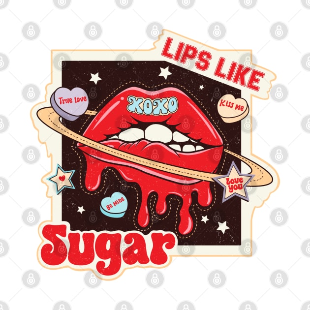 Lips Like Sugar Red Lips XOXO Kiss Me Be Mine Love You by Pop Cult Store