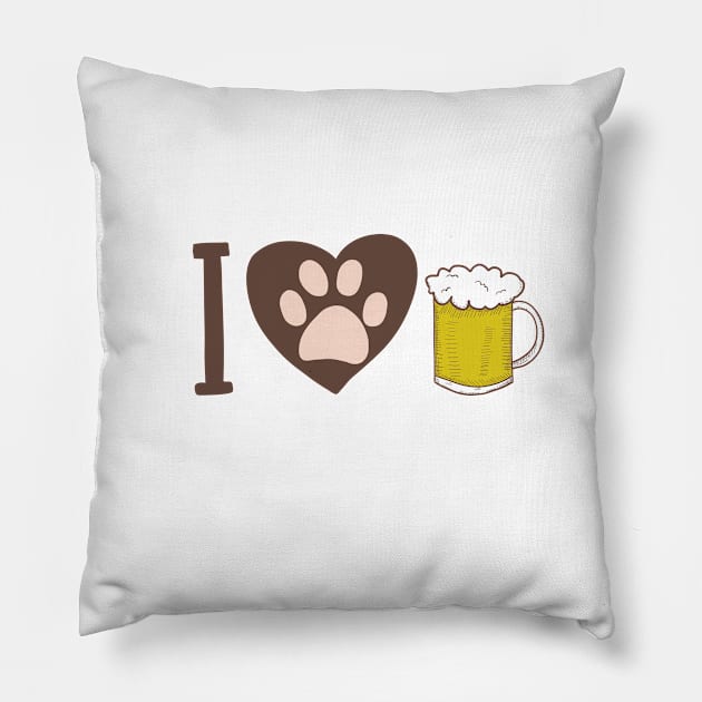 I love dogs and beer Pillow by GULSENGUNEL