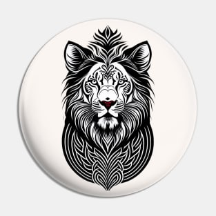 Symmetrical Lion Head Tattoo Design Pin