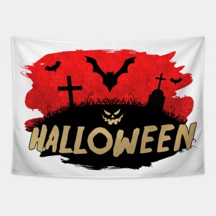 ✚ Haunted Bats Cemetery ✚ Halloween Spooky Pumpkin Cool Costume Idea Tapestry