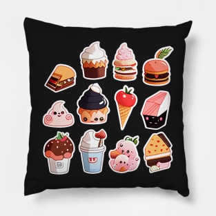 #9 Cute happy food sticker pack Pillow