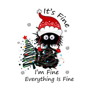 I'm Fine Everything Is Fine Funny Cat Christmas T-Shirt