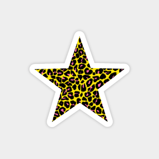 Leopard Print Pattern in Yellow, Pink and Black Magnet