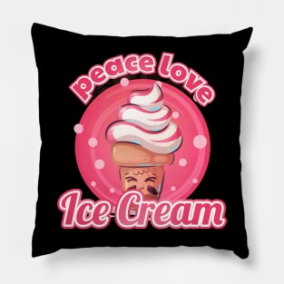 Peace Love Ice Cream Food Dessert Pillow