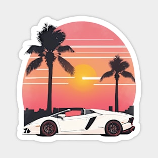 Vintage Summer Lambo Beach Sunset sports car Magnet