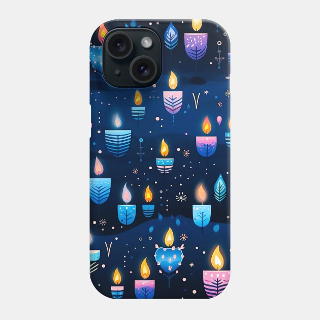 Radiant Menorah Lights - HAPPY HANUKAH Phone Case by Gold Turtle Lina