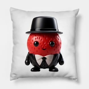 Cute Strawberry Boss wearing a Suit and Hat Pillow