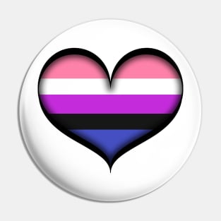 Large Vector Heart in Gender Fluid Pride Flag Colors Pin