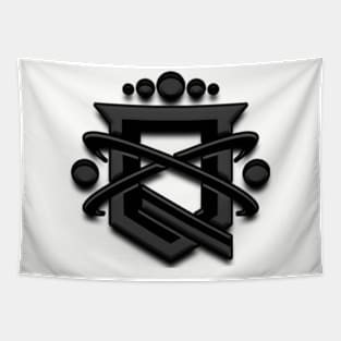 Black QUAZISCIENCE SHIELD LOGO Tapestry