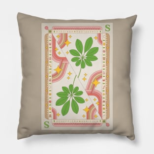 Schefflera Abricola Umbrella Plant Illustration with Playing Card Design for Plant Mom Plant Daddy Pillow