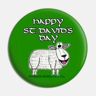 Happy St David's Day Sheep Welsh Wales Funny Pin