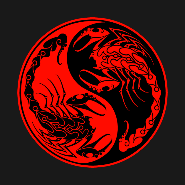 Red and Black Scorpions Yin Yang by jeffbartels