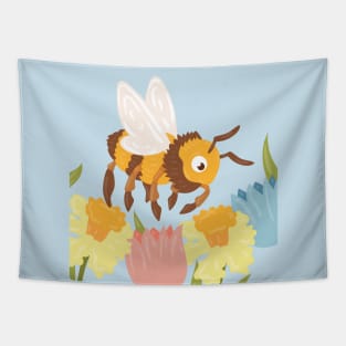 Hand Drawn Bee Cartoon Tapestry