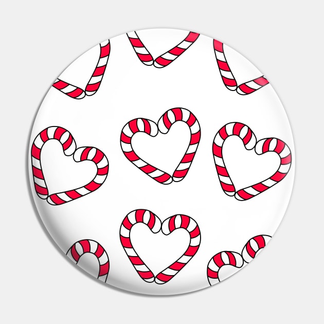 Christmas Candy Cane Hearts Cartoon Pattern, made by EndlessEmporium Pin by EndlessEmporium