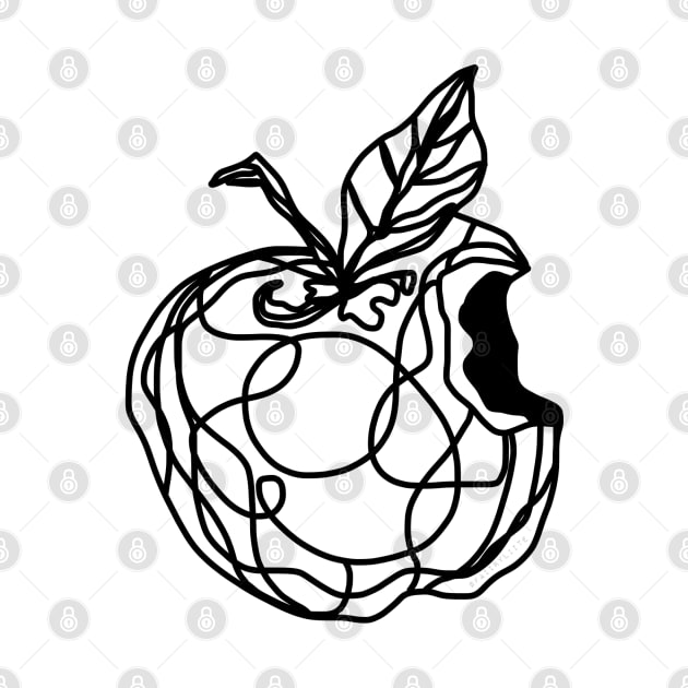 Abstract Apple Forbidden Fruit Bite Line Art by faiiryliite