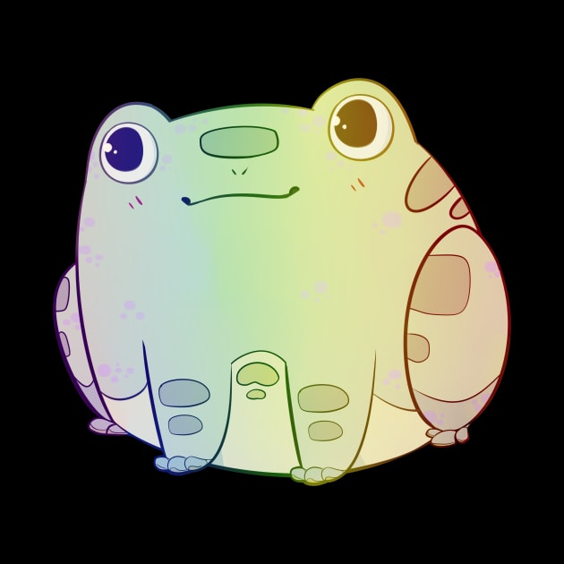 Chibi Frog Sitting - Pastel Rainbow by larkspurhearts