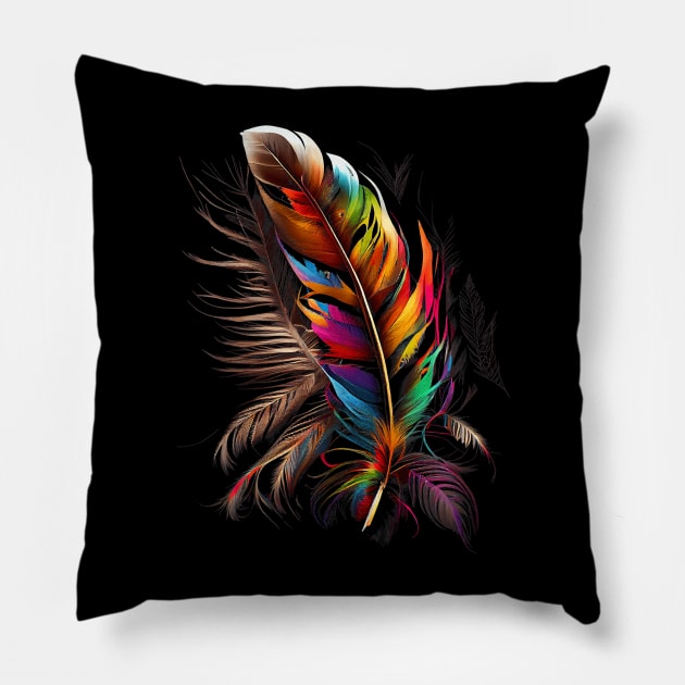 Feather Southwest Native American Indian Tribals Art Pillow by everetto