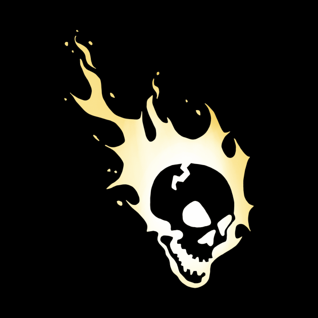 Flaming Skull Yellow by Owllee Designs