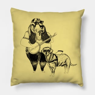 Basset Hound and Banjo, Labrador Retriever too Pillow