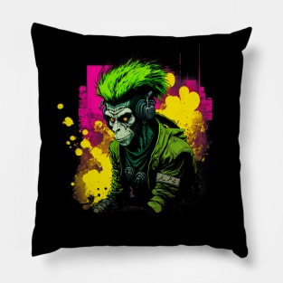 Neon Punk Monkey Pillow