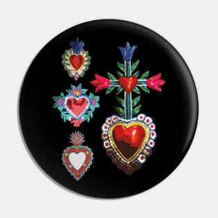 Sacred tin red heart mexican folk art bright maximalist decoration milagritos Pin