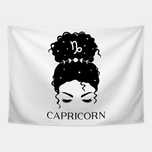 Messy Bun Celestial Queen: Capricorn Zodiac Sign Tapestry