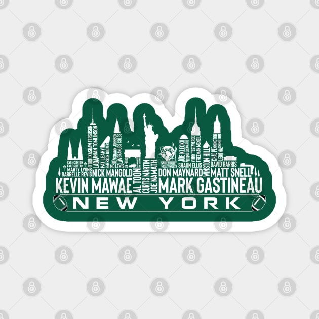 New York Football Team All Time Legends, New York City Skyline Magnet by Legend Skyline