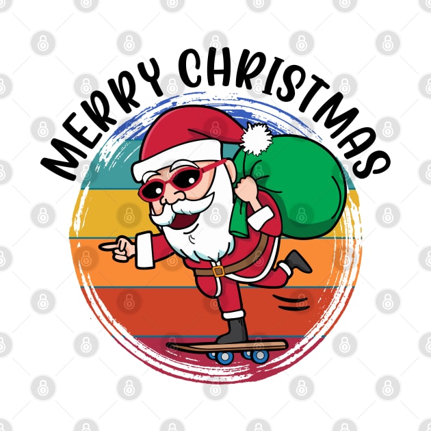 Santa Skateboarder Happy Christmas Merry Christmas Christmas Event Christmas Present Gift for Family for Dad for Mom for Friends for Kids by Abdelouafi Abajy