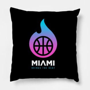 Cool Modern Neon Flaming Miami Heat 2021 Logo Redesign Pillow