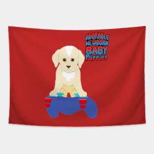 Adorable Newborn Baby Puppies Tapestry