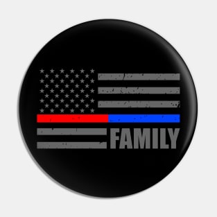 Thin Red Blue Line Flag - Police Officer - Firefighter Pin