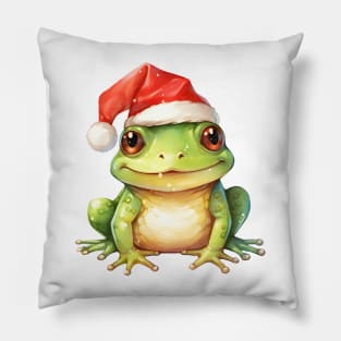 Bullfrog in Santa Hat Pillow