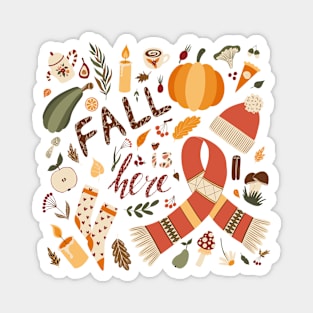 Cozy Fall Is Here Drawing Illustration Magnet