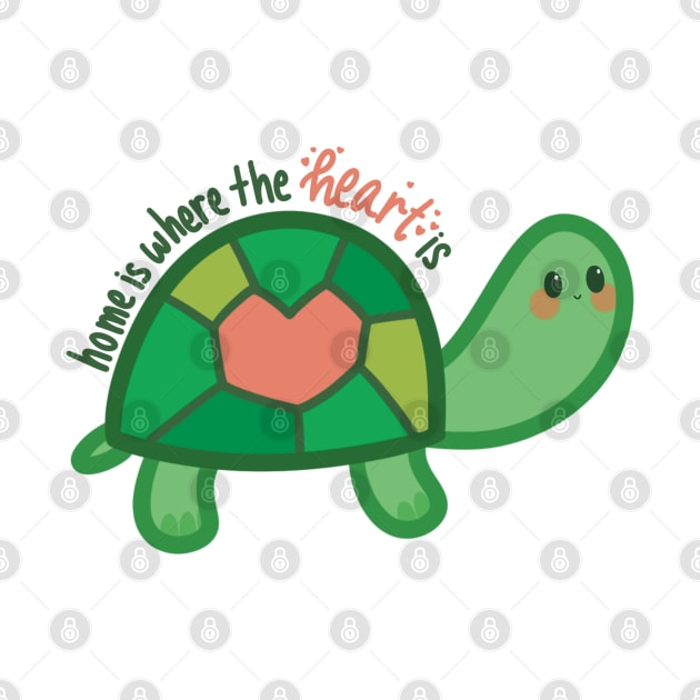 Green Turtle Quotes Home is Where the Heart Is by Art by Biyan