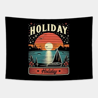 Sunset Sailing Holiday Tapestry