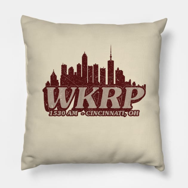 wkrp - city skyline retro Pillow by LAKOSH