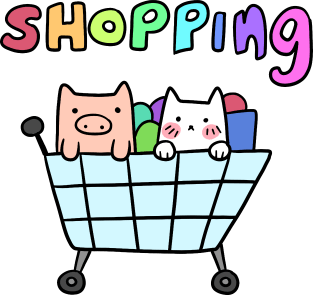 Cat and Pig Shopping Cart Magnet