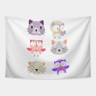 A Cat and an Owl | Cat & Owl | Animals | Gift for PetLovers Tapestry