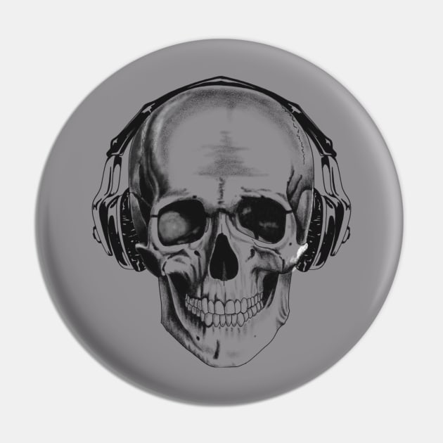 Skull with headphones Pin by Rachellily